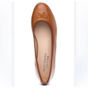 French Sole Nicky Hilton Kathy Ballet Flat Leather Praline Nappa Brown Sz 8